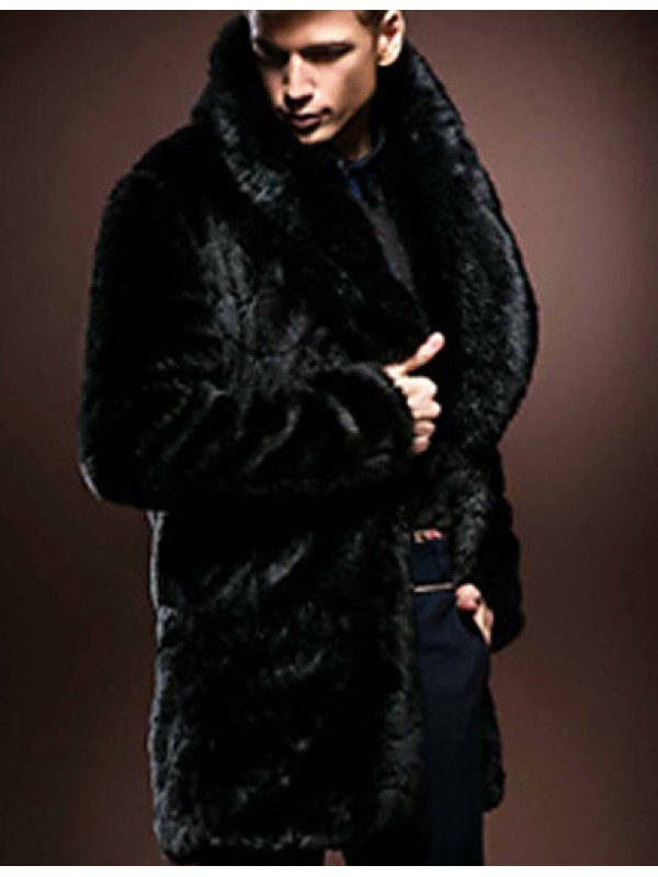 Men Faux Fur Outerwear , Lined