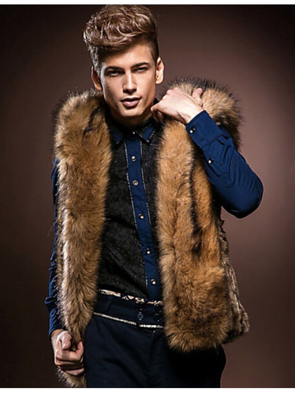 Men Fox Fur / Faux Fur Outerwear / Top , Lined